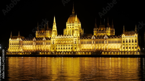 Parliament reflection on Danube river