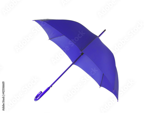 Opened blue umbrella isolated on white background