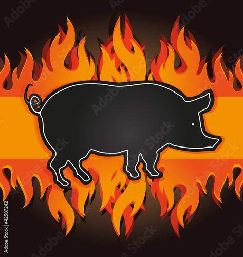 blackboard grill menu card pig fire board