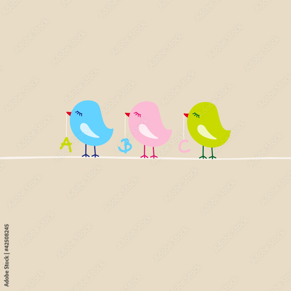 3 Birds With ABC First Day Of School