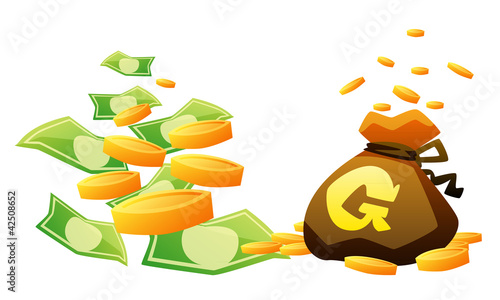 money and gold coins