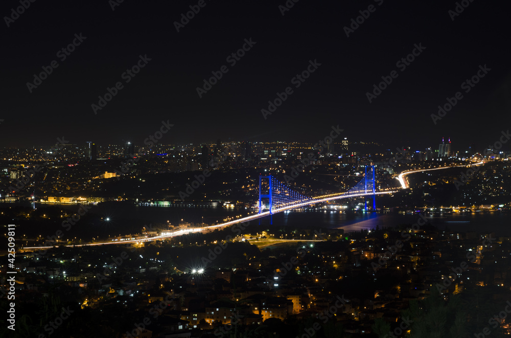 Obraz premium Night view of Bosphorus Bridge