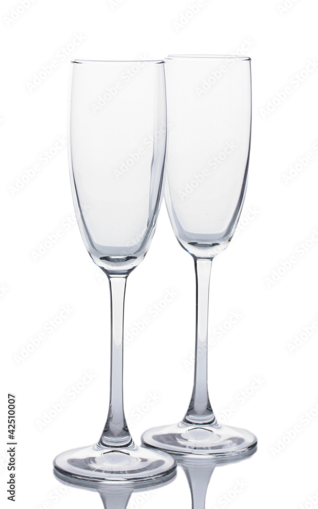 empty glasses of champagne isolated on a white empty glasses of champagne isolated on a white