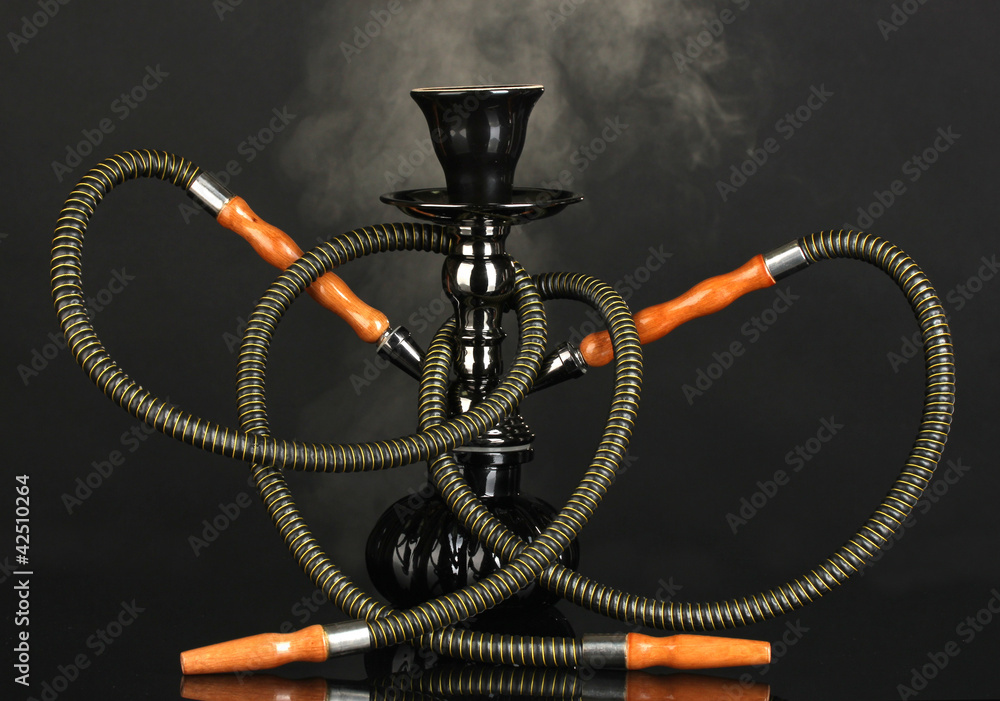 hookah smoke on black background
