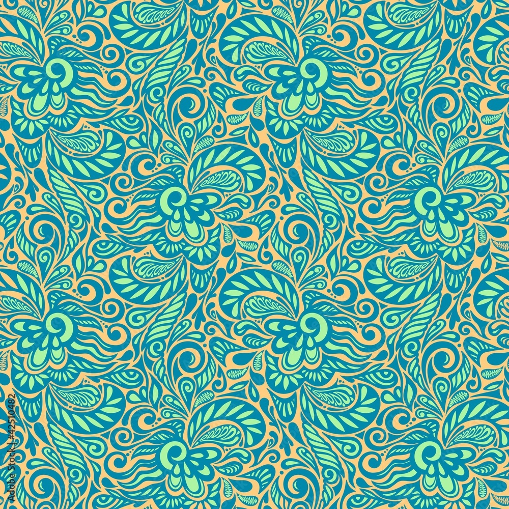 Seamless abstract curly floral pattern