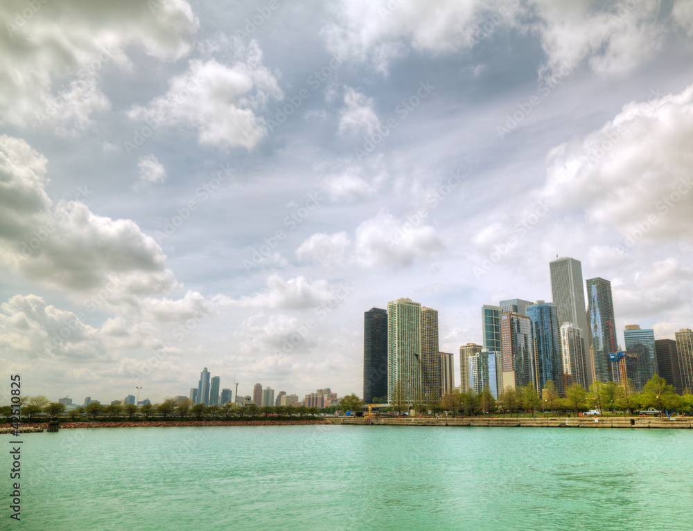 Downtown Chicago, IL in the sunny day