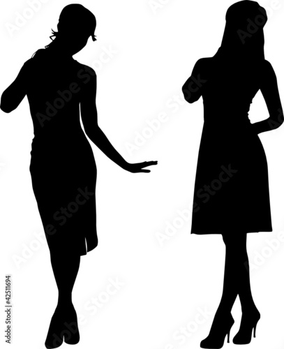 Silhouettes of fashion girls