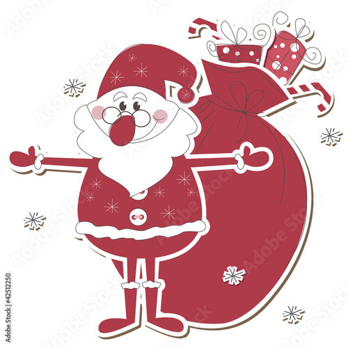 Santa Claus with sack full of gifts.