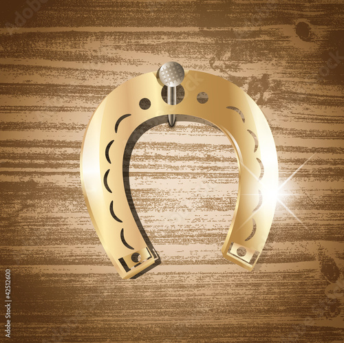 horseshoe over wooden background