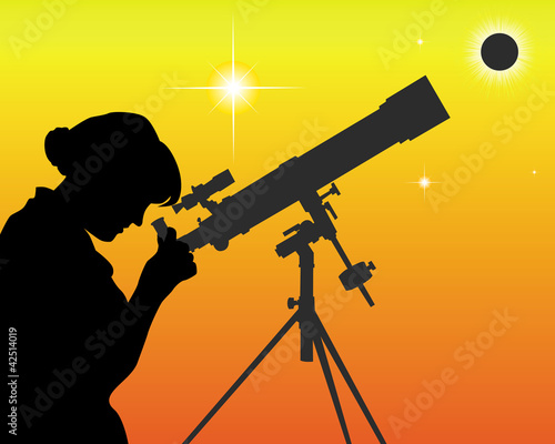 Obraz na płótnie silhouette of an astronomer