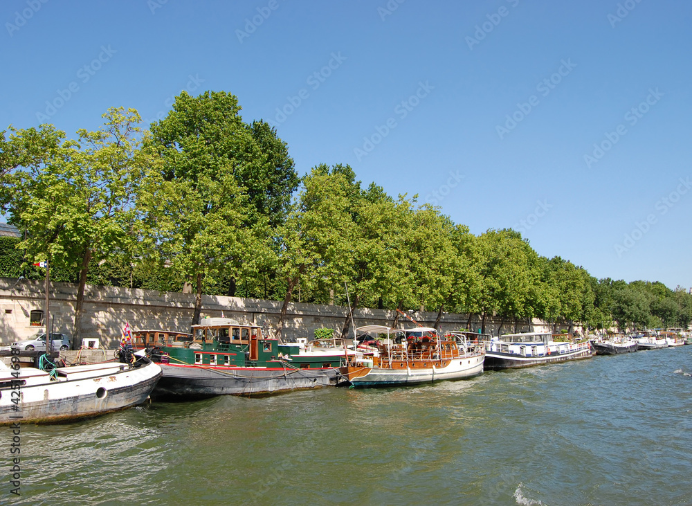 Paris, boats on Sena river