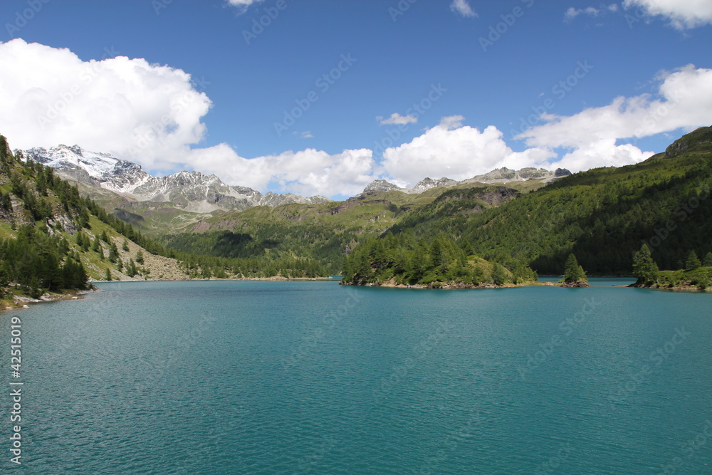 alpine lake in the valley
