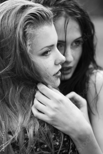 portrait of sexy girls with red lips
