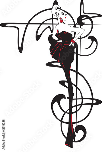 Girl on the background of a stylized pattern