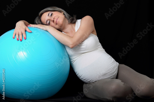 Pregnant woman and gym ball