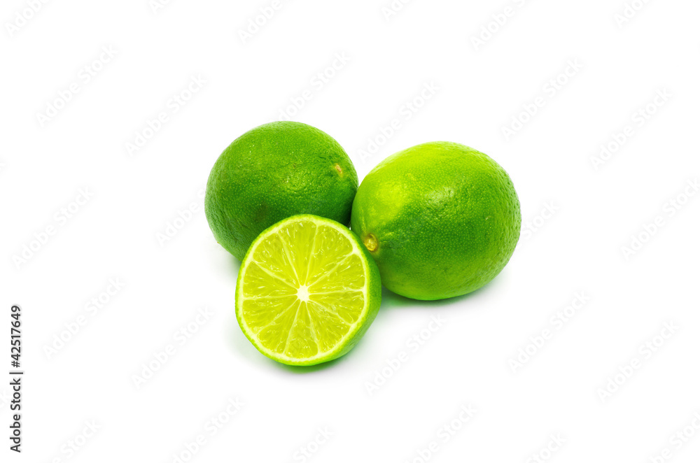 Fresh ripe lime. Isolated on white background Fresh ripe lime. Isolated on white background