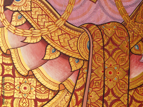 Wall art painting and texture in temple Thailand. painting about