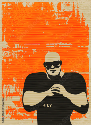 Doorman Poster, Bouncer on grunged paper background