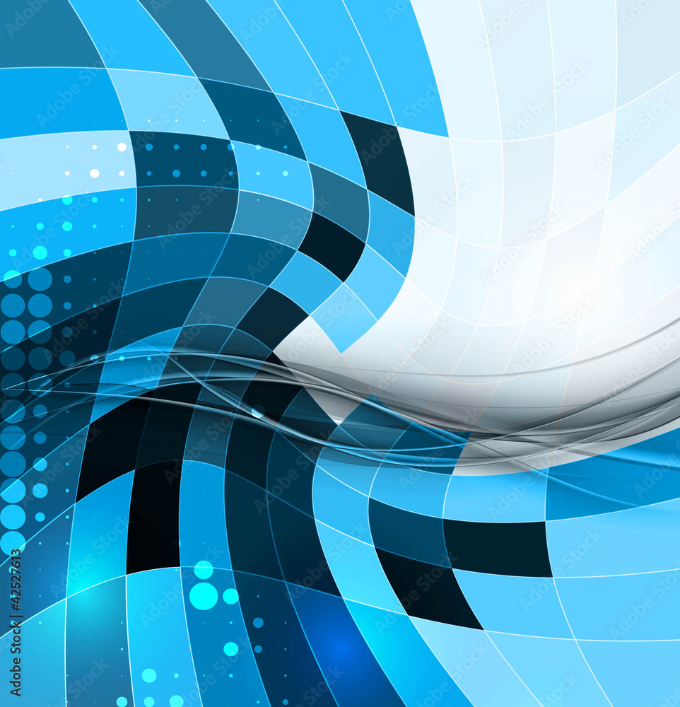 Abstract mosaic swirl wave shiny blue background Abstract mosaic swirl wave shiny blue background