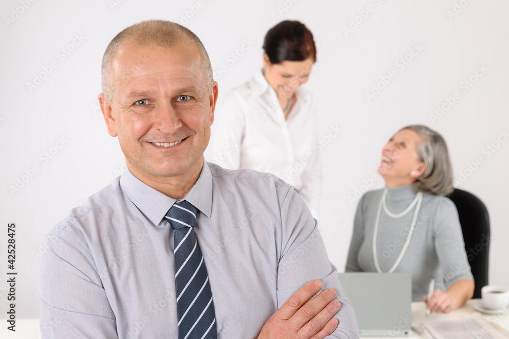 Business team senior manager with happy colleagues Business team senior manager with happy colleagues