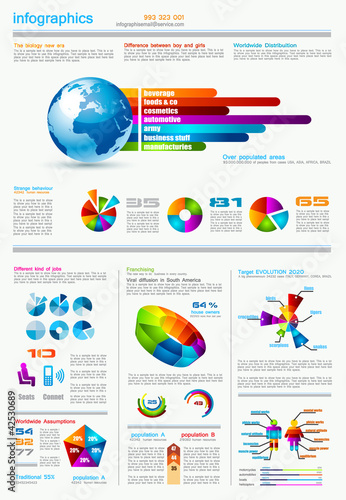 Infographics page with a lot of design elements