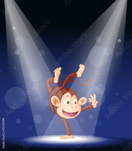 a monkey performing on stage