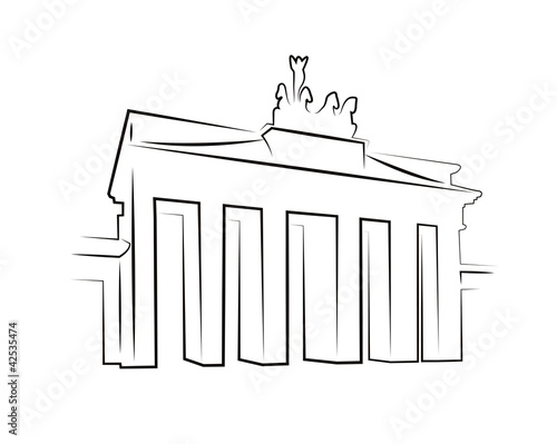 Brandenburg gate silhouette isolated on white
