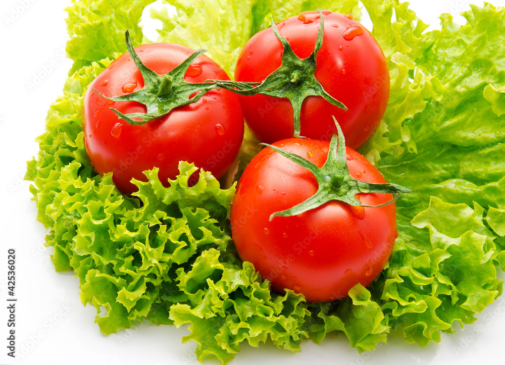 Group of tomato and green salad isolated Group of tomato and green salad isolated