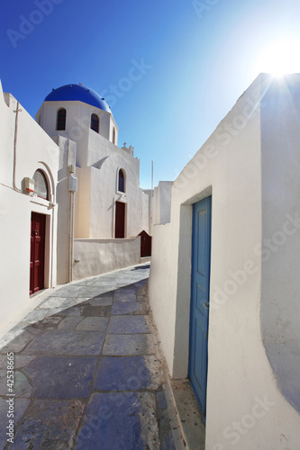 Santorini with Traditional Church in Oia, Greece