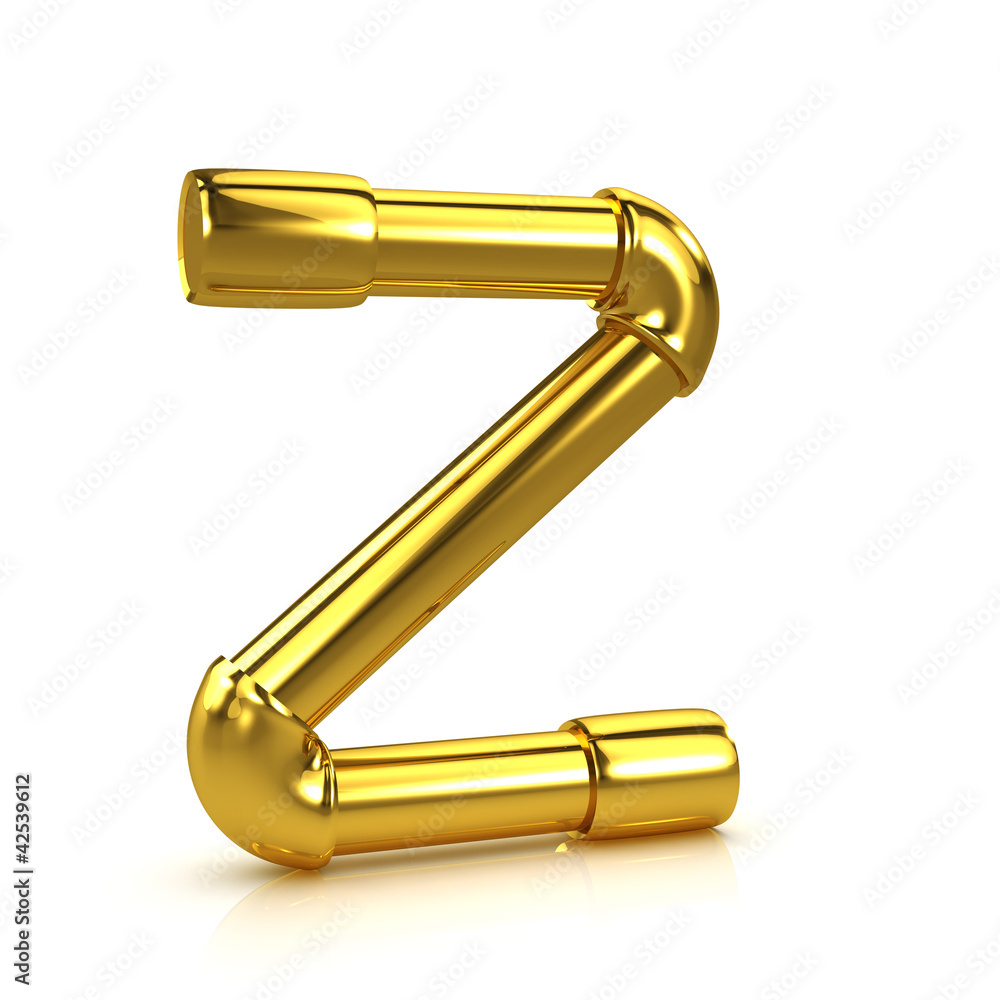 3d Gold Tubing Letter Z