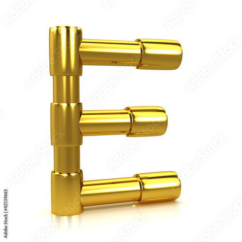 3d Gold Tubing Letter E
