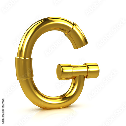 3d Gold Tubing Letter G