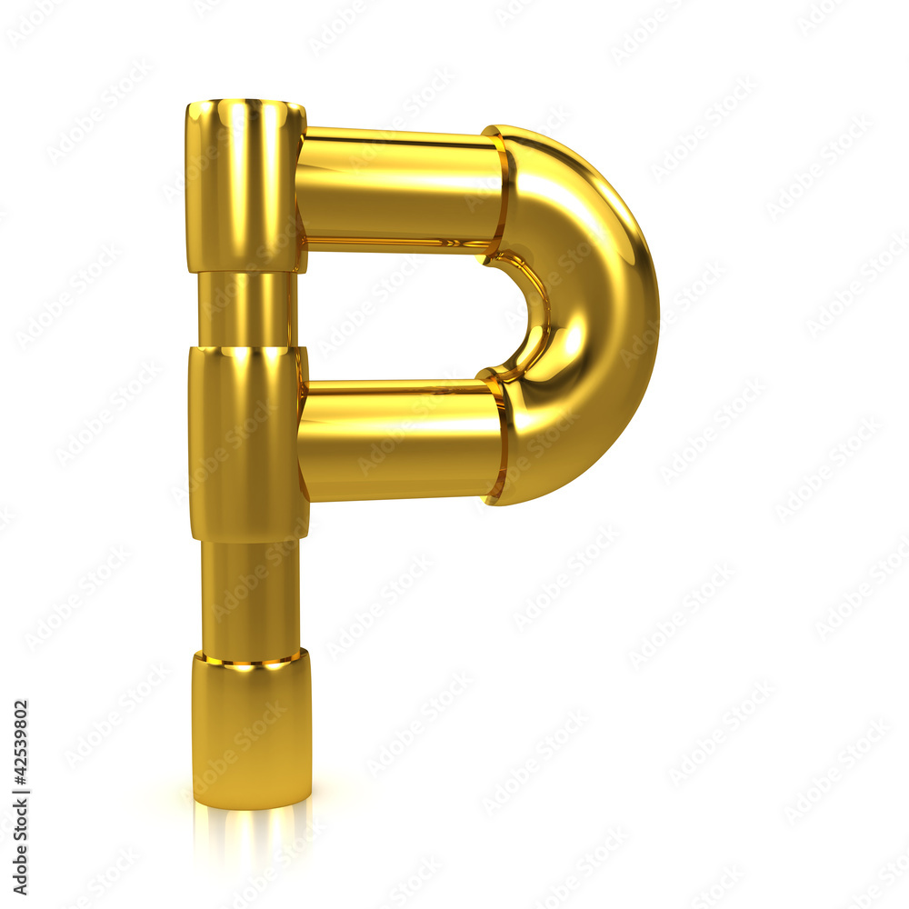 3d Gold Tubing Letter P
