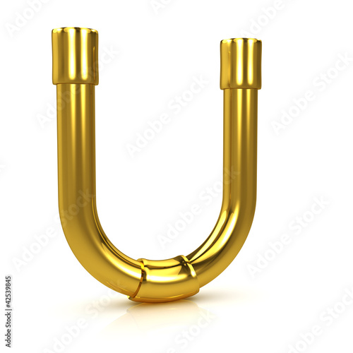 3d Gold Tubing Letter U