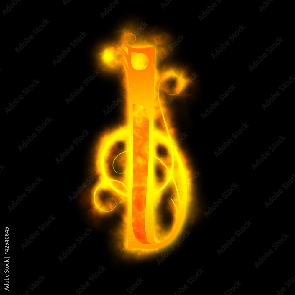 red fiery letters, I red fiery letters, I
