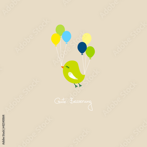 Grüner Vogel gebrochener Flügel Luftballons Beige