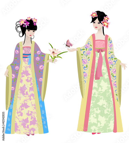 Beautiful Chinese girls in costumes