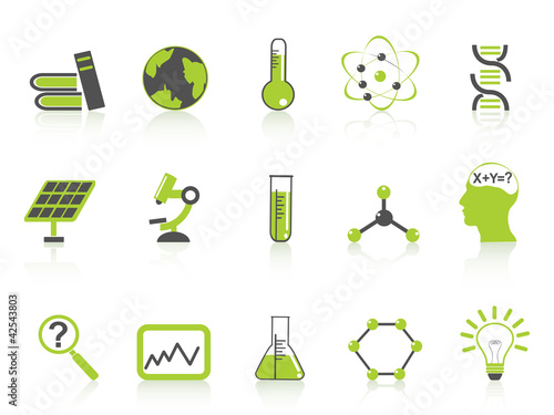 simple science icons set,green series