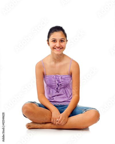 Smiling girl on white background