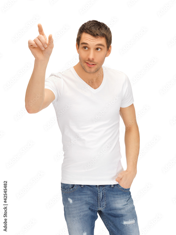 man working with something imaginary man working with something imaginary