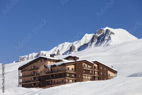 Hotel in snowy mountains