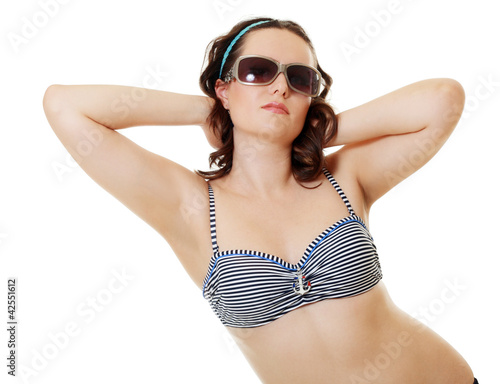  woman in sunglasses and swimsuit