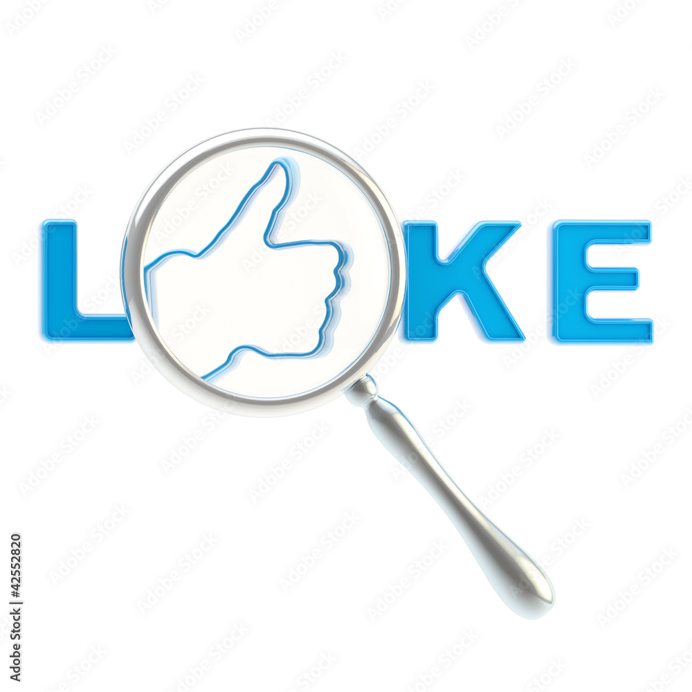 Thumb like symbol under the magnifier Thumb like symbol under the magnifier