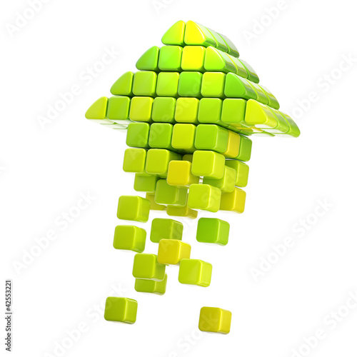 Arrow icon made of cubes is...