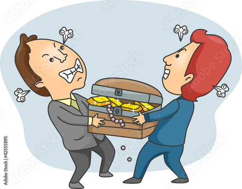 Men Fighting Over a Treasur...