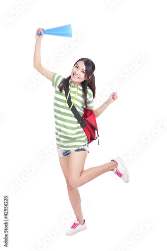 portrait of excited student girl