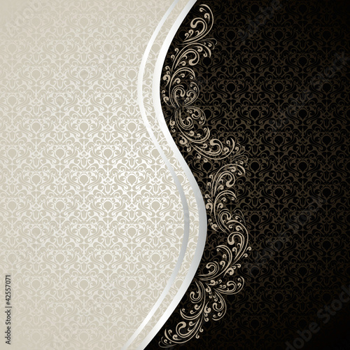 Luxury Background decorated a Vintage ornament: silver and black