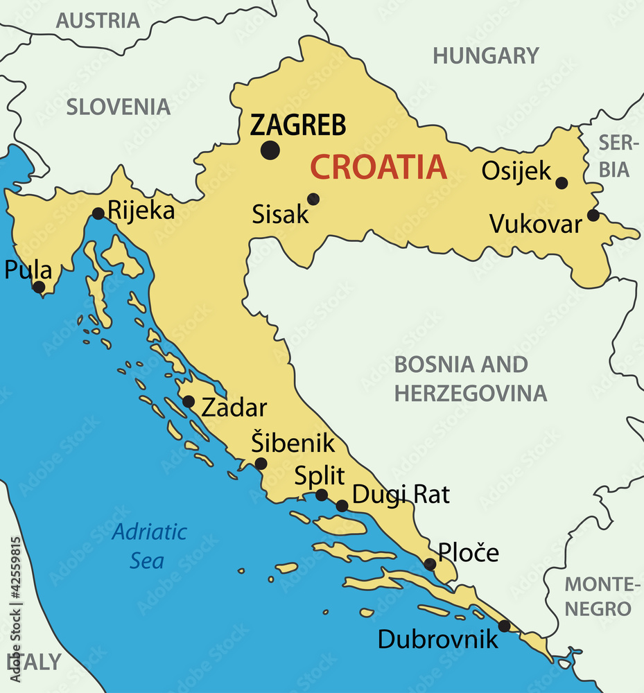 Naklejka premium Republic of Croatia - vector map