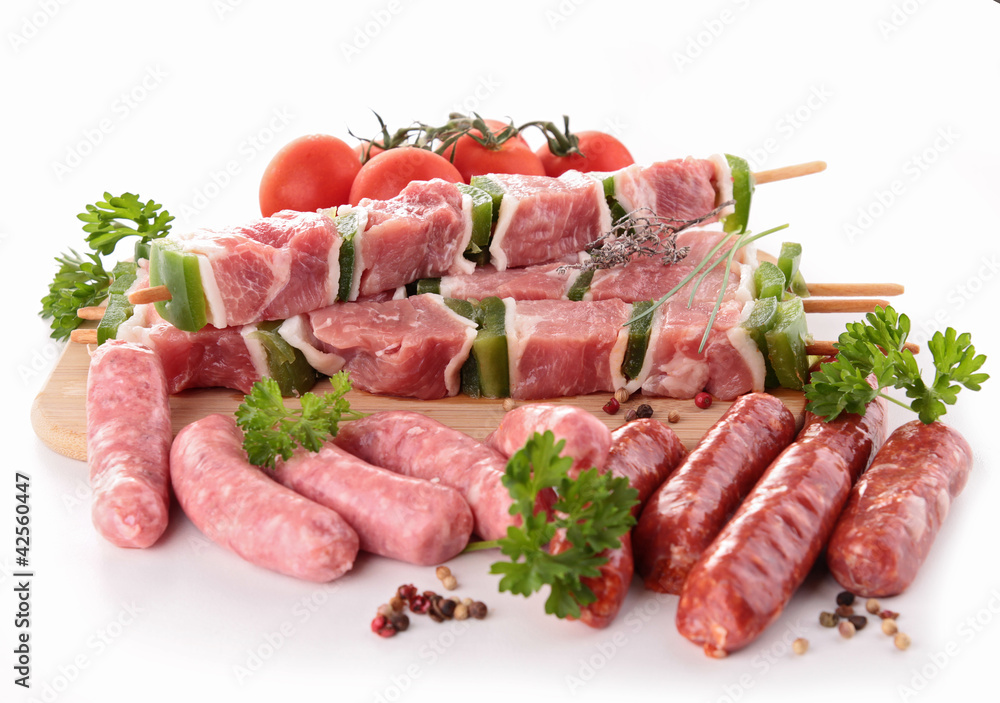 assortment of raw meats