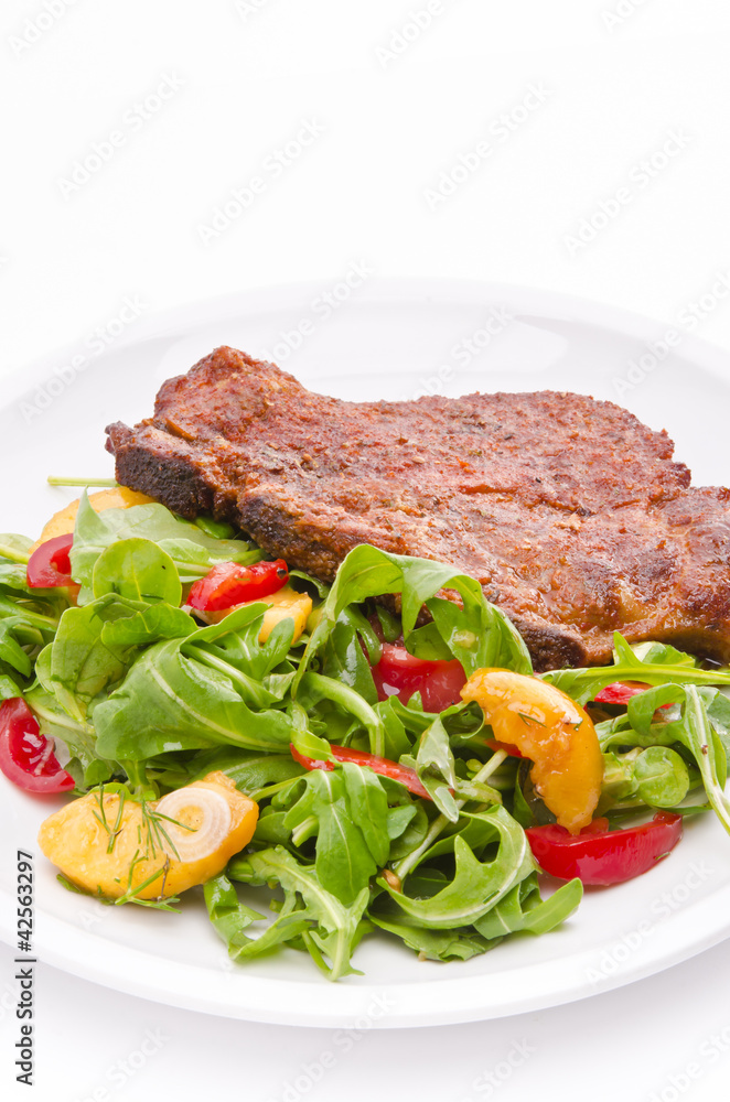 cervical chop with apricot-rocket salad cervical chop with apricot-rocket salad